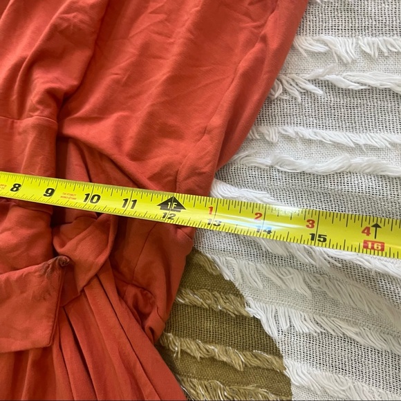 Les Lunes Stella Wrap Sleeveless Bamboo Belted Jumpsuit Orange Braun Sz L/XL EUC - Picture 7 of 8